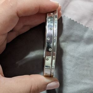 Swarovski bangle set, silver with crystals